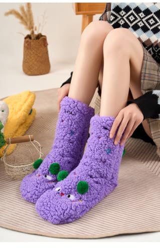Fuzzy Socks for Women and Men Non-Slip Soft Fluffy Slipper Sock Plush Animal Christmas Warm Sleep Home Sock3
