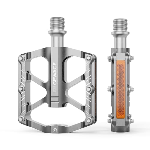 GEWAGE Falträder Pedale Mit Reflektoren, 9/16 Zoll rutschfeste CNC Aluminium Plattform für Falträder, Mini Velo Fahrräder, Kinderfahrräder (Silber) GEWAGE Falträder Pedale Mit Reflektoren, 9/16 Zoll rutschfeste CNC Aluminium Plattform für Falträder, Mini Velo Fahrräder, Kinderfahrräder (Silber)