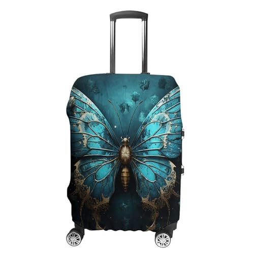Travel Luggage Cover Elastic Suitcase Protector Anti-Scratch Washable Blue Butterfly Pattern Luggage Sleeve Tsa Approved Carry on Covers Baggage Cover Fits 18-32 Inch Luggages