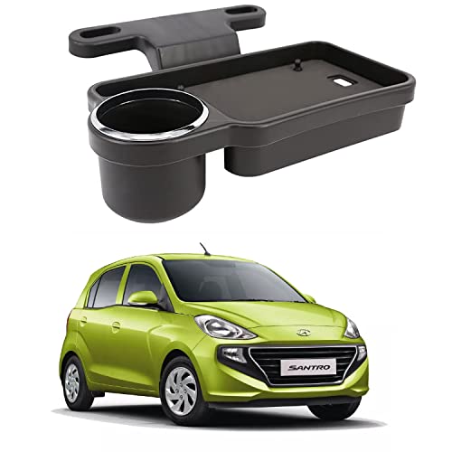 Image of Oshotto (FT-04) Foldable Car Auto Headrest Rear Back Seat Table Drink Food Cup Tray Holder Compatible with Hyundai Santro 2018-2026 - Black