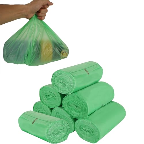 AKOLAFE 7 rollos de bolsas de basura orgánicas compostables, 30 L, 210 unidades, de almidón de maíz, bolsas de basura orgánicas, bolsas de basura ecológicas, bolsas de basura para cocinas, baños,