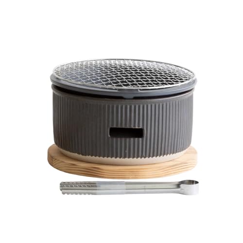 SALIU [美濃焼]The chef 炭焼きグリル大 黒[株式会社ロロ]コンロ 陶器製 炭火