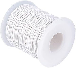 PandaHall 100 Yards/Roll Braided Cotton Cord 1mm Waxed Cotton Cord String for DIY Jewelry Making(Black)