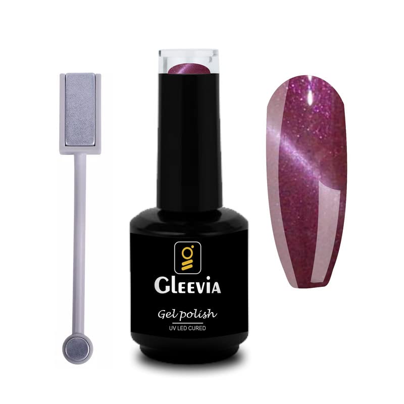 Gleevia Cat-Eye Uv Gel Finish Nail Polish 15Ml Brush Bottle With Double Head Magnet Combo Pack (Shade Cce2)