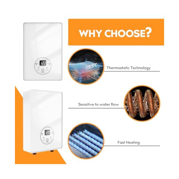 Antuony 4500W Tankless Electric Water Heater,110V Under Sink On Demand Instant Hot Water Heater,LCD Touch Screen tankless Water Heater (110 V, White) - Image 7