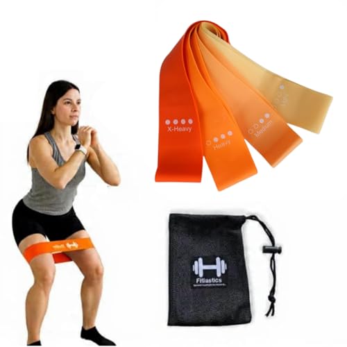Image of Resistance Loop Bands Set of 4 (Light, Medium, Heavy, X-Heavy) - Premium Latex Exercise Bands for Yoga, Workout, Strength Training, Home Gym Fitness Bands for Men & Women