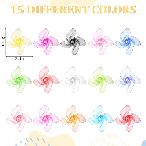 Prasacco 60 Pcs Dance Scarves, 24 x 24 Inches Juggling Scarves 15 Colors Square Juggling Scarf Props Nylon Movement Scarf for Children's Performance and Dance Props2