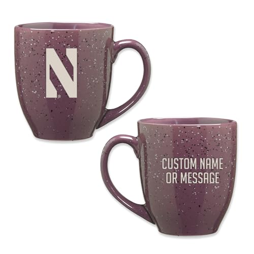 Image of Rico Industries NCAA Northwestern Wildcats Purple Personalized 16 oz Team Color Laser Engraved Speckled Ceramic Coffee Mug