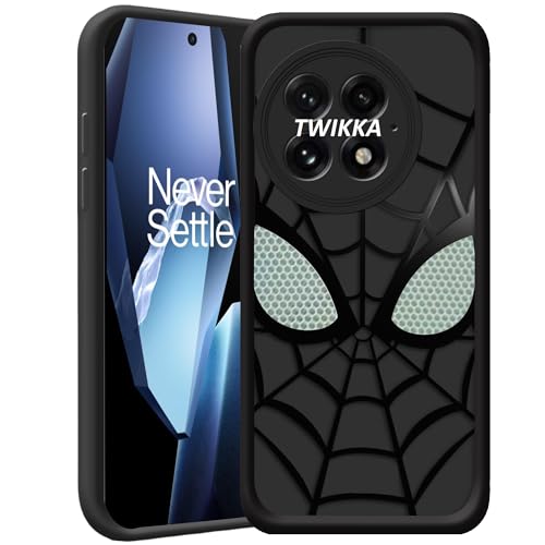 Image of Stylish Spider Back Case Cover Compatible for OnePlus 13R 5G | Spidey Face Mask Case | Soft Silicone | Camera & Full Body Protection | Shock Proof | (Black)