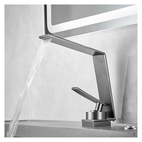 Mitigeur cascade de salle de bains en métal gris foncé haut de gamme