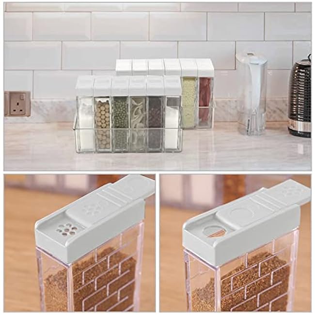 6 Pcs Spice Shaker Jars, Salt and Pepper Shakers, Plastic Spice Dispenser, Salt Shakers, Seasoning Shaker Box, Condiment Set, spice containers (White)