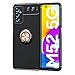DOHUI Cover per Samsung Galaxy M52 5G, Thin Fit Gomma Morbida TPU Protettiva Cover con 360°Staffa dell'anello, Antiurto, Custodia per Il Telefono Samsung Galaxy M52 5G (Oro Rosa+Nero)