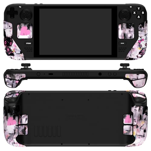 Image of PlayVital Premium Split Handle Grips for Steam Deck LCD & OLED - Soft Rubber Pads, Trackpads Skin, Trigger Back Button With Thumb Grips - Hexagonal Diamond Textured Lovely Punky Bunny