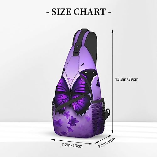 Mochila deportiva bandolera estilo mariposas moradas miniatura 3
