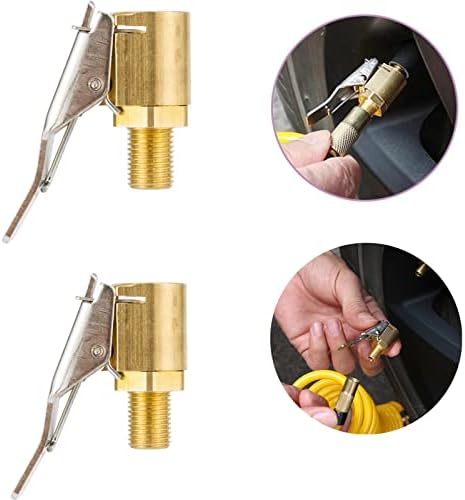 HIYITKS Air Chuck with Clip Adapter, Brass Locking Tire Inflator Nozzle Adapter Connect, No Leakage 250 PSI Tire Chucks for Vehicle Inflator Compressor Pump ConnectTool