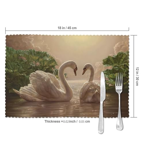 Set de table en polyester haut de gamme motif cygne vert x6 - 6
