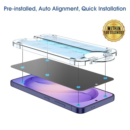 Image of amFilm Auto-Alignment OneTouch for Samsung Galaxy S26 Ultra 6.9'' Privacy Screen Protector + Camera Lens Protector, Tempered Glass, 30 seconds Installation, Bubble Free, Privacy Protection 2+2 Pack