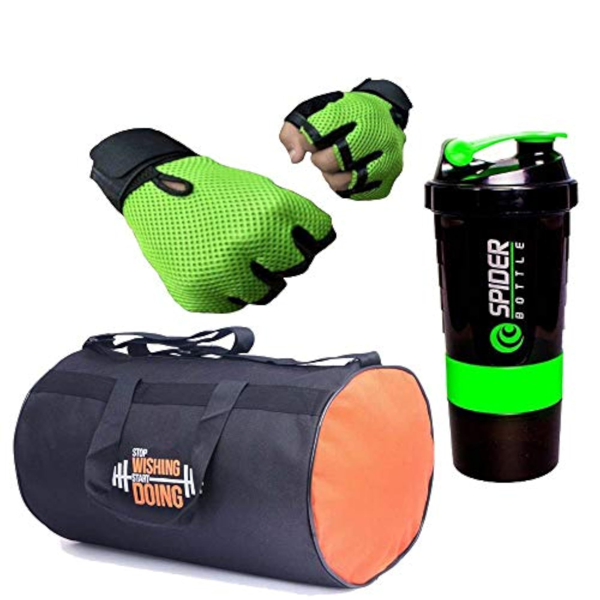 Durable Polyester Duffel Gym Bag with Sipper Bottle & Gloves
