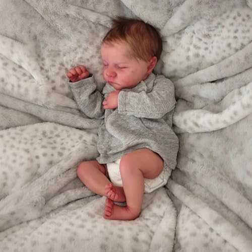 NURSDZ Bebe Reborn Menino,19 Polegadas 49 Cm Bebe Reborn Realista Recem Nascido - Cabelo Implantado