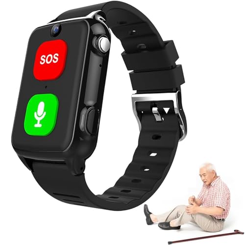 UKLULUAMZ Reloj inteligente con alarma para ancianos con botón de emergencia SOS, reloj de posicionamiento GPS impermeable con cámara, seguimiento de ubicación
