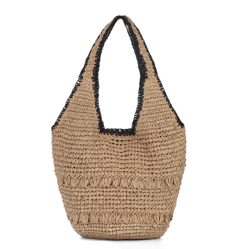 Sac de plage femme style paille léger et spacieux avec bandoulière pratique