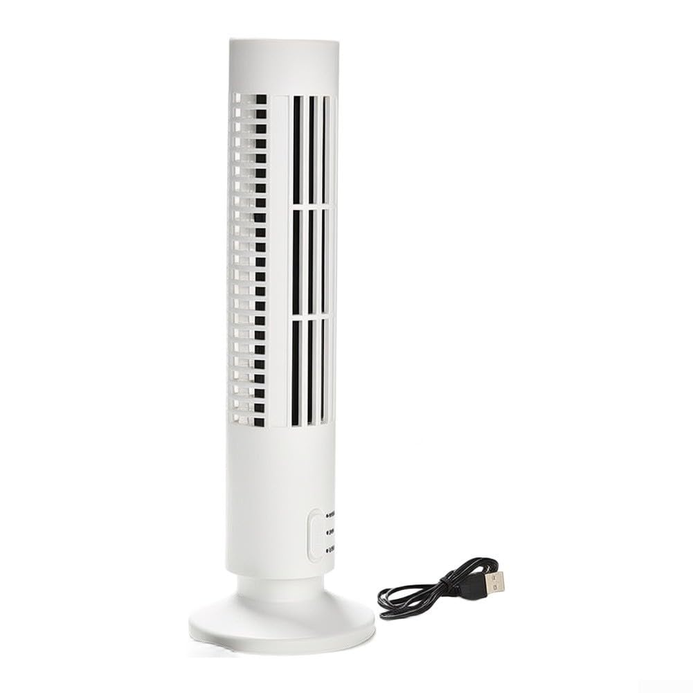 Compact USB Bladeless Fan, High-Power Silent Tower Cooler for Home Office, Safe Child Pet Friendly, Space Saving Design, Black Color(White)