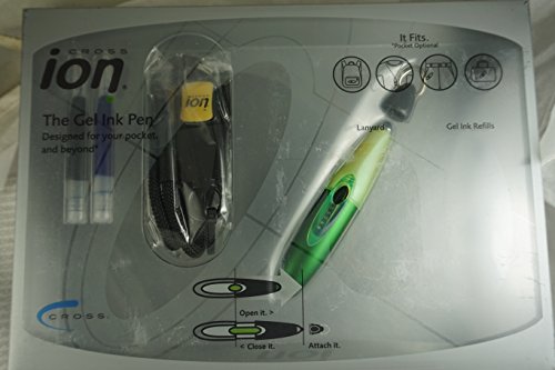 Stylo roller Cross Ion vert avec encre gel noire et système d'attache clé