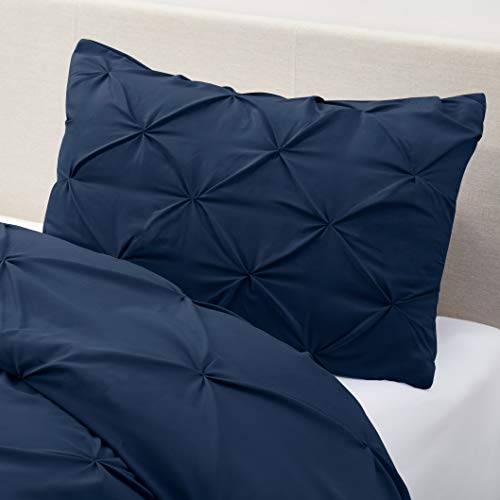 Image of Nestl Twin Comforter Set Pinch Pleat Comforter, Bedding Comforter Sets, Comforter Set for Twin Bed, Pintuck Comforter Set Twin /Twin XL Size, Down Comforter with 1 Pillow Sham, 2-Piece - Navy Blue