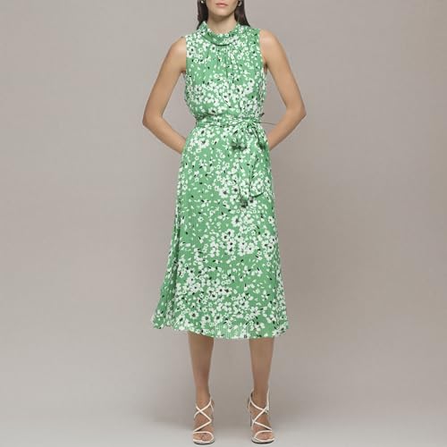 Image of Karl Lagerfeld Womens Floral Waist Detail Midi Dress