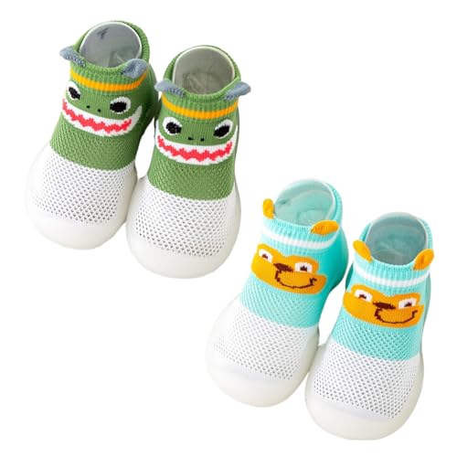 Baby Non Skid Sock Shoes Toddler Non Slip First Walking Shoes Infant Breathable Floor Slipper 2 Packs