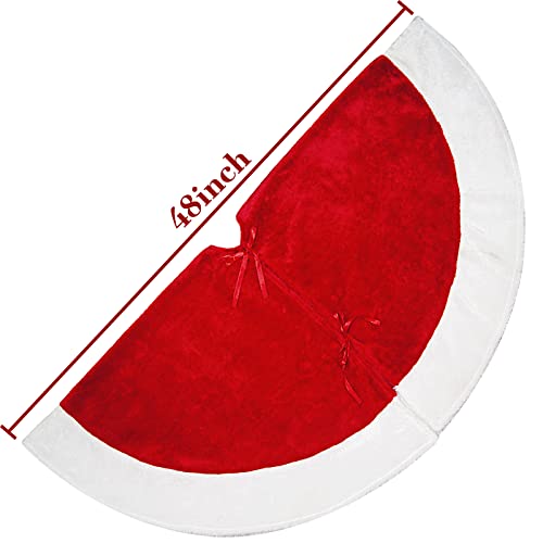 Ivenf Christmas Tree Skirt, 48 Inches Large Plush Mercerized Velvet Skirt, Rustic Xmas Tree Holiday Decorations #TOP1
