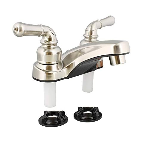 Empire Faucets RV Lavatory Faucet - 4 Inch Nickel Bathroom Faucet for RV Sink, Water Saving Aerator and Teapot Handles Cover
