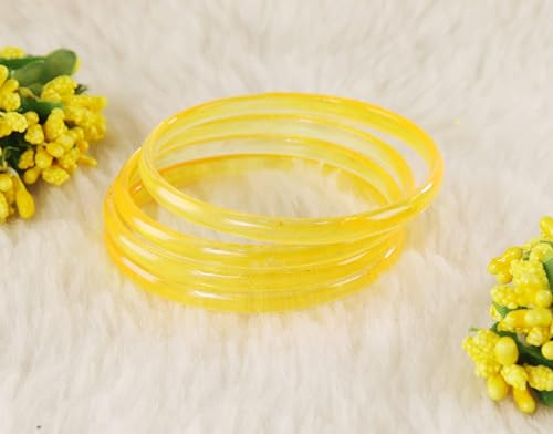 Image of STYOLLO Viral Jelly Plain Transparent Glass Kada Set For Women & Girls | Kanch Kada For Girls | Daily Ethnic Traditional Jewelry | Glossy Classic Fashion Kangan For Wedding, Festive & Parties - Set Of 4