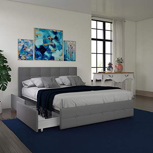 Buy DHP Rose Upholstered Platform Bed with Underbed Storage Drawers and