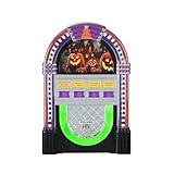 Mr. Halloween Décoration de Jukebox rétro de 22,9 cm – Décoration de Table d'halloween Vintage à Piles avec lumières LED et 4 mélodies de Musique effrayantes