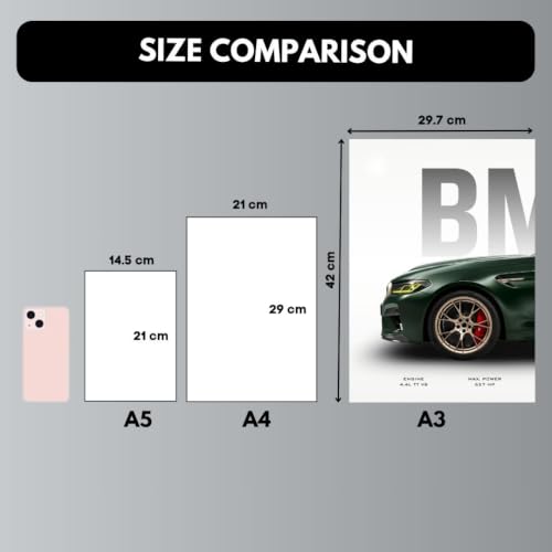 Image of Funk You Store M5 CS Poster Split Design Car Posters | 3 A3 Sized Cars Poster for Wall | Large Size (89 x 42 cm) Sportscar Wall Decor | M5 CS Car Posters for Room | Supercar (B 028)