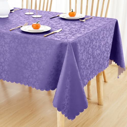 Image of Smiry Square Table Cloth, Waterproof Heavy Duty Vinyl Tablecloths, Wipeable Washable Table Cover for Kitchen and Dining Room (Purple, 54 inch X 54 inch)
