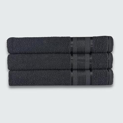 Kit 03 Toalha de Banho Gigante Banhão Egito 80x180cm 500g 100% Algodão Atacado - Preta