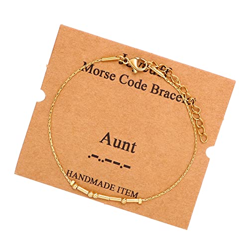 Image of JoycuFF Inspirational Morse Code Bracelets for Women Silver Beads Jewelry Encouragement Mantra Gifts for Her