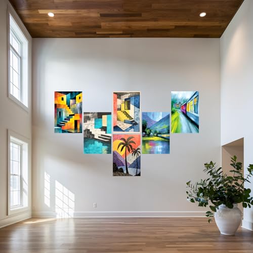 Image of SiddArtify Abstract Architecture Wall Art Poster Print Set - Modern Art Prints for Living Room Bedroom Office - 8x12 inch Board Pack of 6