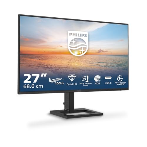 PHILIPS 27E1N1600AM - Monitor Quad HD da 27 pollici, altoparlanti, altezza regolabile (2560x1440,...