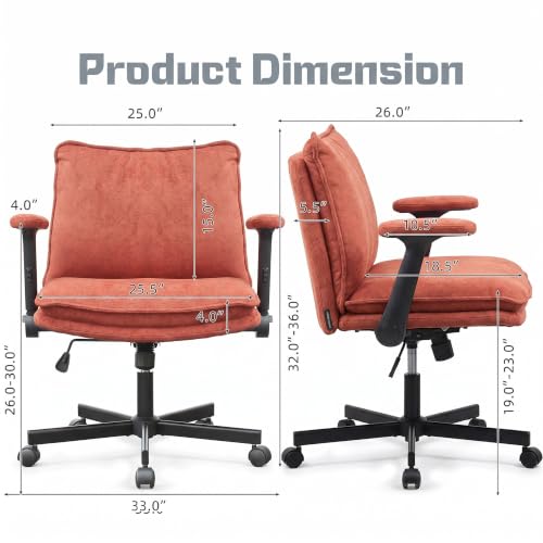Image of DROGO Zen Pro Criss Cross Legged Office Chair for Work from Home with Flip-Up Armrest & Wide Thick Cushion Seat | Computer Study Chair with Adjustable Height, Recline & Heavy Duty Metal Base (Orange)