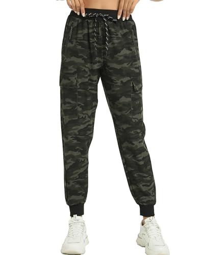 Image of Women's Joggers with Pockets, Hiking Cargo Water Resistant Lightweight Pants for Women Workout Athletic Travel Camping