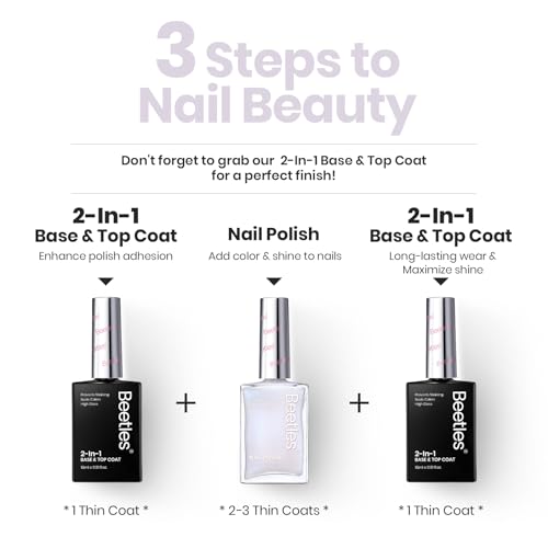 Image of Beetles Nail Polish, Jelly White Nail Polish Natural Blue Glitter | Nail Concealer Fast Dry Quick Milky White Nail Strengthener and Growth Treatment for Thin and Damaged Nails,0.51 FL OZ