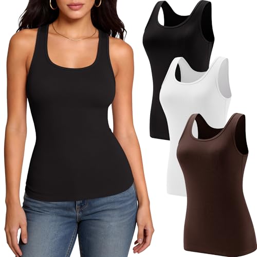 BVNSOZ 3 Pack Basic Tank Tops for Women, Stretchy...