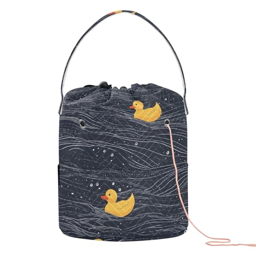 Yarn Storage Bag Small Crochet Bag Knitting Bag Organizer Duck Black Yarn Bags for Crocheting Basket