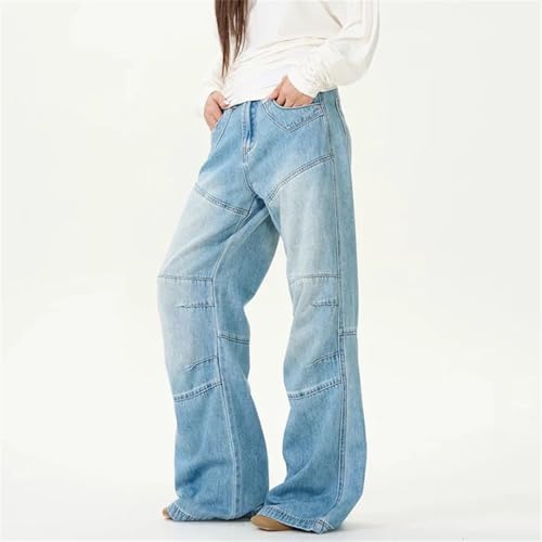 Men's Korean Style Denim Pants Pleated Spliced Line Deconstruction Solid Color Stright Leg Jeans4