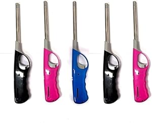 5 x Refillable Gas Safety Candle Lighters for Kitchen, Barbecue, Camping, Fireworks - Indoor/Outdoor Cookers & Fireplaces BY EVINOS