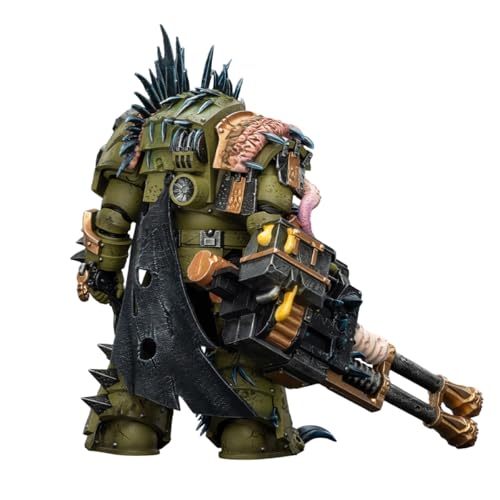 Image of JOYTOY Warhammer 40,000 1 /18 Action Figure Death Guard Blightlord Terminator 1 with Reaper Autocannon and Bubotic Blades Collection Model