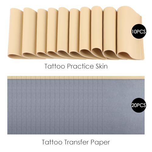 STIGMA Tattoo Practice Skin & Transfer Paper Set - 30 Pcs Fake Skin Tattoo Stencil Paper, White - Image 2